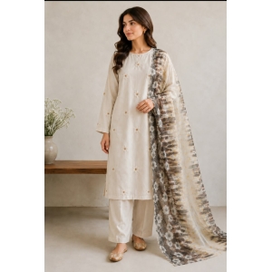 Light Skin / Beige Hand Embroidered 3-Piece Lawn Unstitched Suit