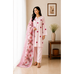 Royal Blossom 3-piece unstitched HAND EMBROIDERED suit.