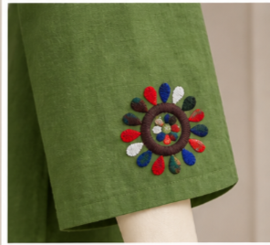 Olive Green Lawn Outfit (HAND EMBROIDERED). - Image 3