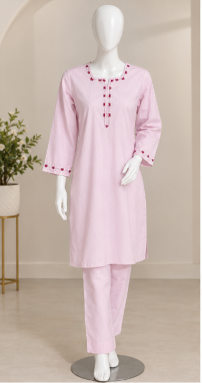 Hand Embroidered Pink Heritage.